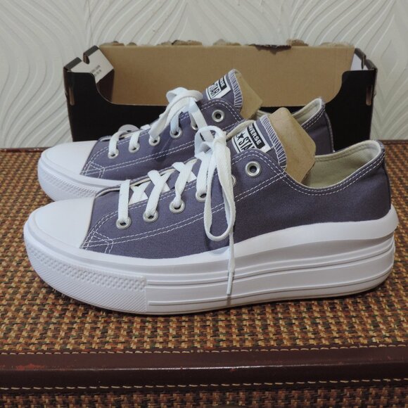 CONVERSE sz 10.5 Chuck Taylor All Star Move Low Cut Smoky Lavender Blue Denim - Picture 4 of 9